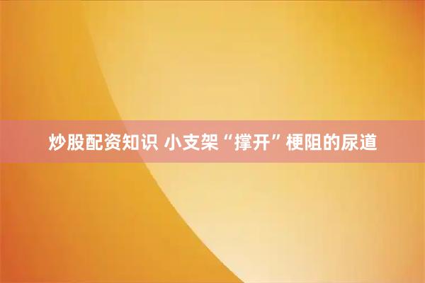 炒股配资知识 小支架“撑开”梗阻的尿道